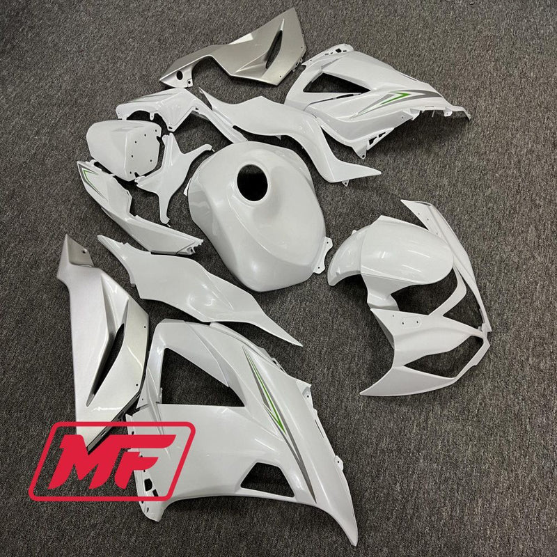 Load image into Gallery viewer, Monster Fairings Full Kit Kawasaki ZX-6R 13-18 Pearl White + Windshield + Gas Tank Cover
