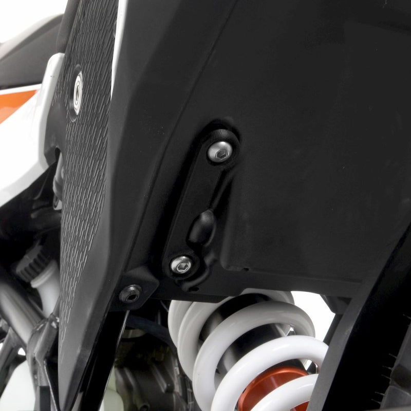 Load image into Gallery viewer, R&amp;G Racing Black Footrest Delete Blanking Plates LHS For 2020-2024 KTM 390 Adventure
