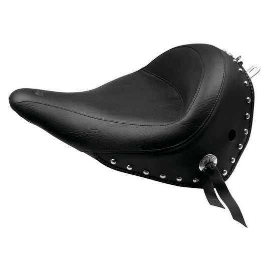 Mustang Vintage Wide Chrome Studded Solo Seat Black For Harley-Davidson Softail Deluxe EFI 2016-2017 76231