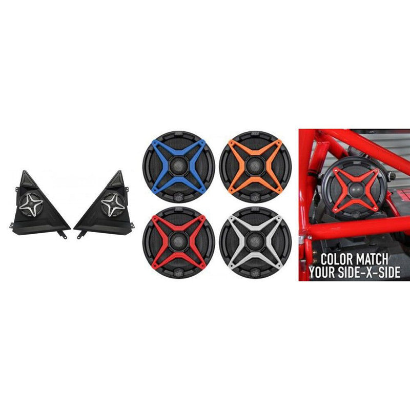 Load image into Gallery viewer, SSV Works Front 6.5&quot; Speaker Pods With Red Grilles For Polaris Slingshot 15-21
