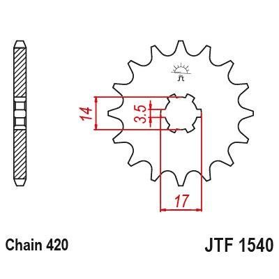 Load image into Gallery viewer, JT Sprockets Front Steel Sprocket 14 Tooth 14T 420 Chain For Kawasaki 115 Kaze-R 2013-2015 JTF1540.14
