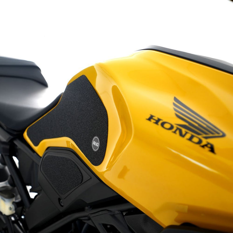 Load image into Gallery viewer, R&amp;G Racing Black Tank Traction Grips 4 Piece Kit For 2018-2024 Honda CB300R
