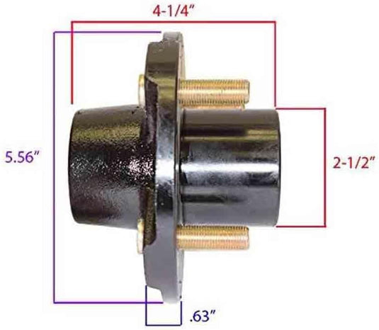 Pre-Greased Trailer Hub Kit (RHI-150-PG-PR) 5 Bolt on 4-1/2 Inch Circle with 1 inch I.D. Bearings - One Pair