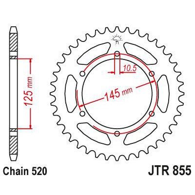 JT Sprockets Rear Steel Sprocket 46 Tooth 46T 520 Chain JTR855.46