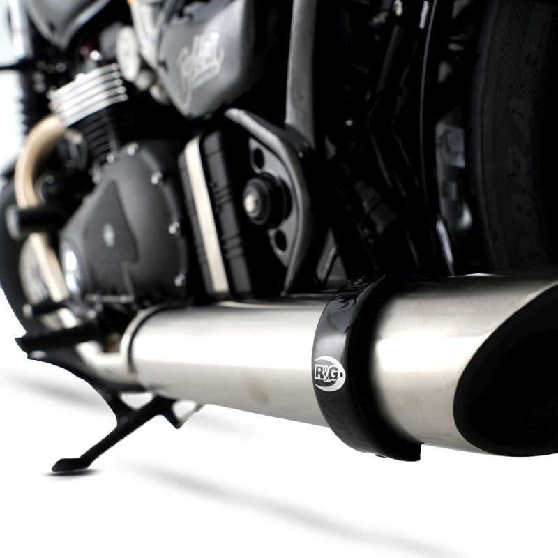 Load image into Gallery viewer, R&amp;G Racing Black Round Exhaust Protector For 2010-2024 Aprilia RS125
