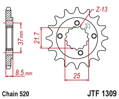 Load image into Gallery viewer, JT Sprockets Front Steel Countershaft Sprocket 13 Tooth 13T 520 Chain
