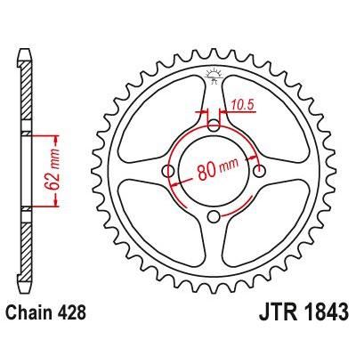 Load image into Gallery viewer, JT Sprockets Rear Steel Sprocket 54 Tooth 54T 428 Chain JTR1843.54
