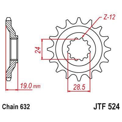 JT Sprockets Front Steel Sprocket 15 Tooth 15T 632 Chain JTF524.15