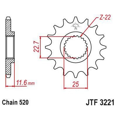 JT Sprockets Front Steel Countershaft Sprocket 12 Tooth 12T 520 Chain