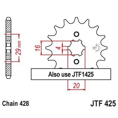 Load image into Gallery viewer, JT Sprockets Front Steel Sprocket 16 Tooth 16T 428 Chain For Suzuki RG125 FU-P,R,S,T Race Replica 1993-1996 JTF425.16
