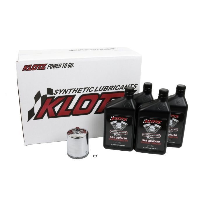 Load image into Gallery viewer, Klotz Basic 20W/50 4 Quart Synthetic Oil and Chrome Filter Kit For Harley-Davidson Milwaukee-Eight
