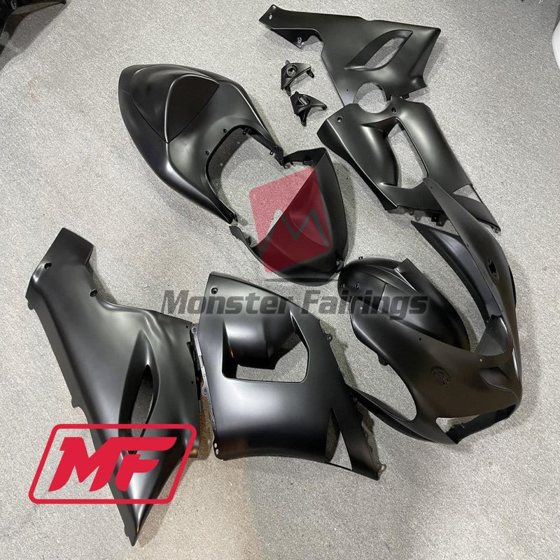 Load image into Gallery viewer, Monster Fairings Full Kit Kawasaki ZX-6R 05-06 Matte Black + Windshield + Gas Tank Cover
