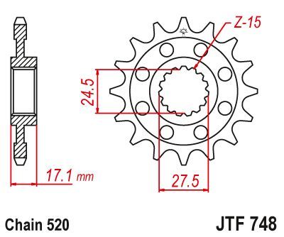 Load image into Gallery viewer, JT Sprockets Front OEM Type Rubber Cushioned Sprocket 15 Tooth 15T 520 Chain
