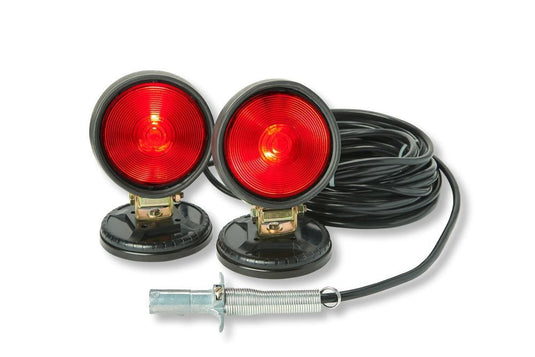 Magnetic Mount Tow Lights - Incandescent Bulbs with 4-Pin Round Plug - Made in USA