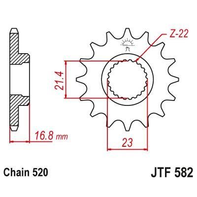 JT Sprockets Front Steel Countershaft Sprocket 16 Tooth 16T 520 Chain For Yamaha XJ600 N 1995-2003 JTF582.16
