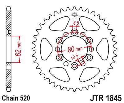JT Sprockets Rear Steel Sprocket 37 Tooth 37T 520 Chain JTR1845.37