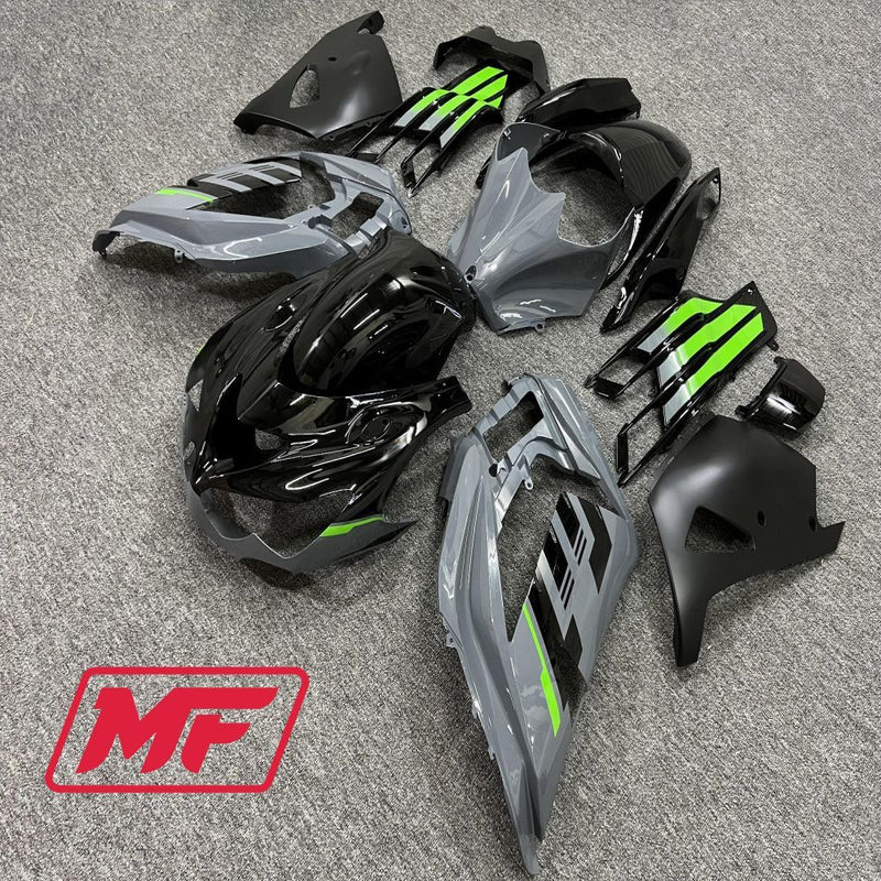 Load image into Gallery viewer, Monster Fairings Full Kit Kawasaki ZX-14R 12-23 Green Grey and Black + Windshield + Gas Tank Cover
