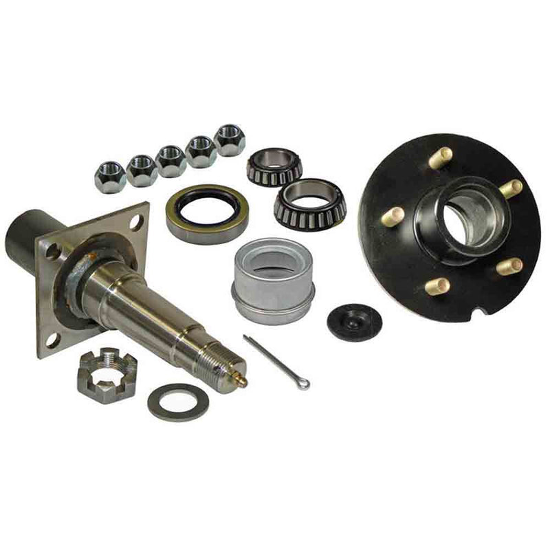 Load image into Gallery viewer, Single - 5-Bolt on 4-1/2 Inch Hub Assembly - Includes (1) Flanged, 1-3/8 Inch to 1-1/16 Inch Tapered Spindle &amp; Bearings
