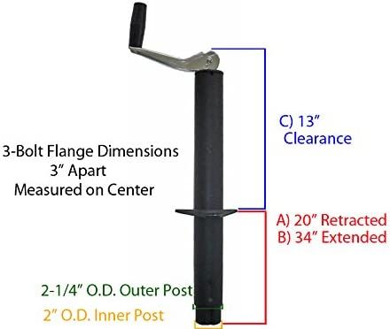 RAM A-Frame Trailer Jack - 2,000 lbs. Capacity Top Wind Jack with Bracket