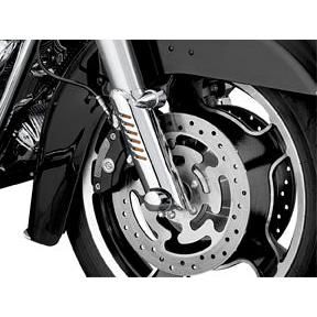 Load image into Gallery viewer, Harley FLHRS Custom 2004-2007Fork Leg Deflector Shields Lower Chrome by Kuryakyn
