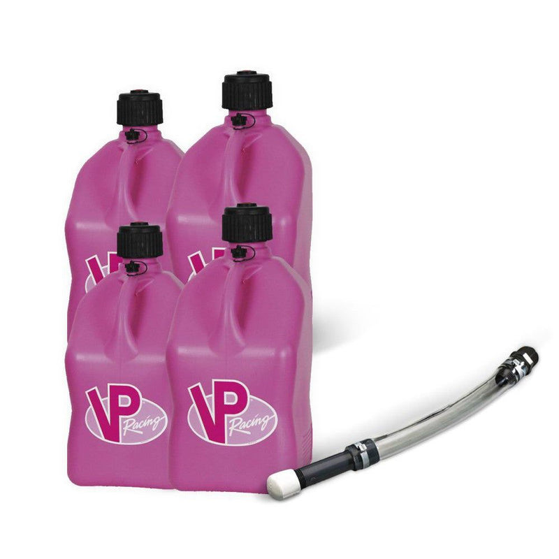 Load image into Gallery viewer, VP Racing 4 Pack Pink 5.5 Gallon Square Utility Jugs + Deluxe Fill Hose

