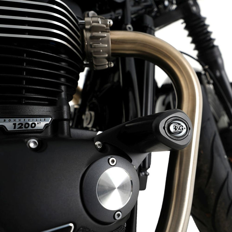 Load image into Gallery viewer, R&amp;G Racing Black Aero Style Crash Protection Bobbins For 2017-2024 Triumph Bonneville Bobber

