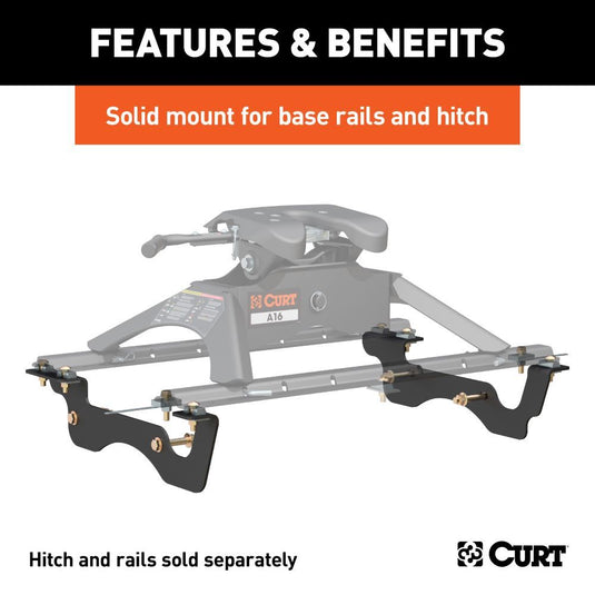 Custom 5th Wheel Standard Rail Style Frame Brackets fits Select Ford F-250SD, F-350SD and F-450SD Pickup (no Cab & Chassis models)