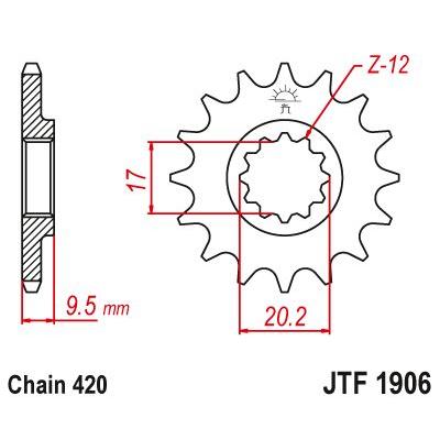 JT Sprockets Front Steel Countershaft Sprocket 14 Tooth 14T 420 Chain