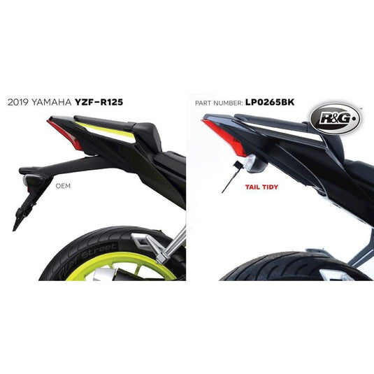 R&G Racing Black Tail Tidy License Plate Holder For 2019-2022 Yamaha YZF-R125