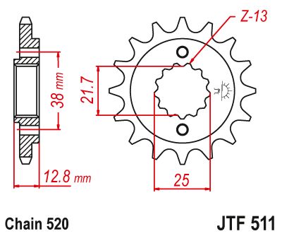 Load image into Gallery viewer, JT Sprockets Front Steel Countershaft Sprocket 14 Tooth 14T 520 Chain JTF511.14
