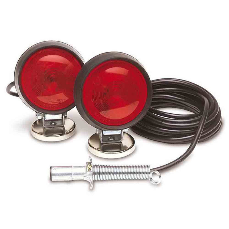 Load image into Gallery viewer, Magnetic Mount Tow Lights - Incandescent Bulbs with 4-Pin Round Plug - Made in USA
