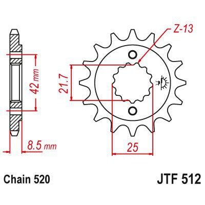 Load image into Gallery viewer, JT Sprockets Front Steel Countershaft Sprocket 13 Tooth 13T 520 Chain JTF512.13
