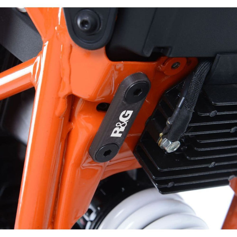 Load image into Gallery viewer, R&amp;G Racing Black Footrest Delete Blanking Plates For 2020-2021 KTM 125 Duke
