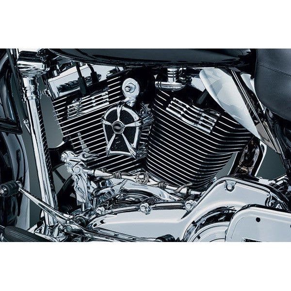 Load image into Gallery viewer, Kuryakyn Mach 2 Two Chrome Horn Cover / Black Mesh Accent Harley 1995-2017
