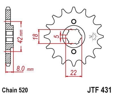 JT Sprockets Front Steel Countershaft Sprocket 11 Tooth 11T 520 Chain JTF431.11