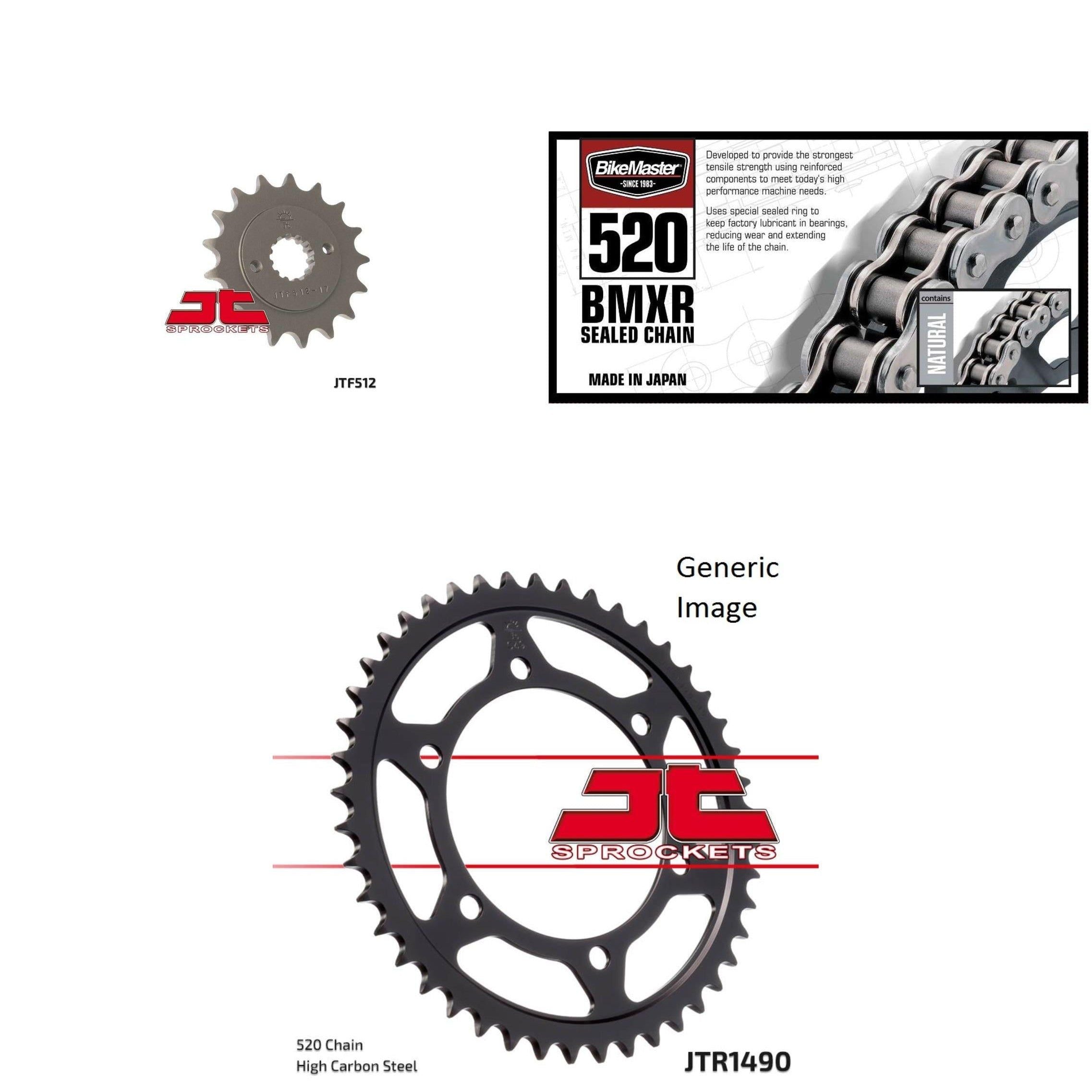 520 BMXR Chain Natural,Front & Rear Sprocket Kit KAWASAKI EN500 Vulcan 1996-2009