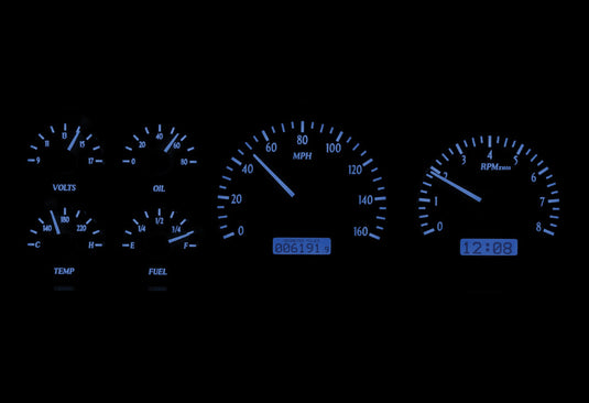 Dakota Digital 1987-1991 Ford Pickup/Bronco VHX Black Blue Display Gauge Kit VHX-87F-PU-K-B