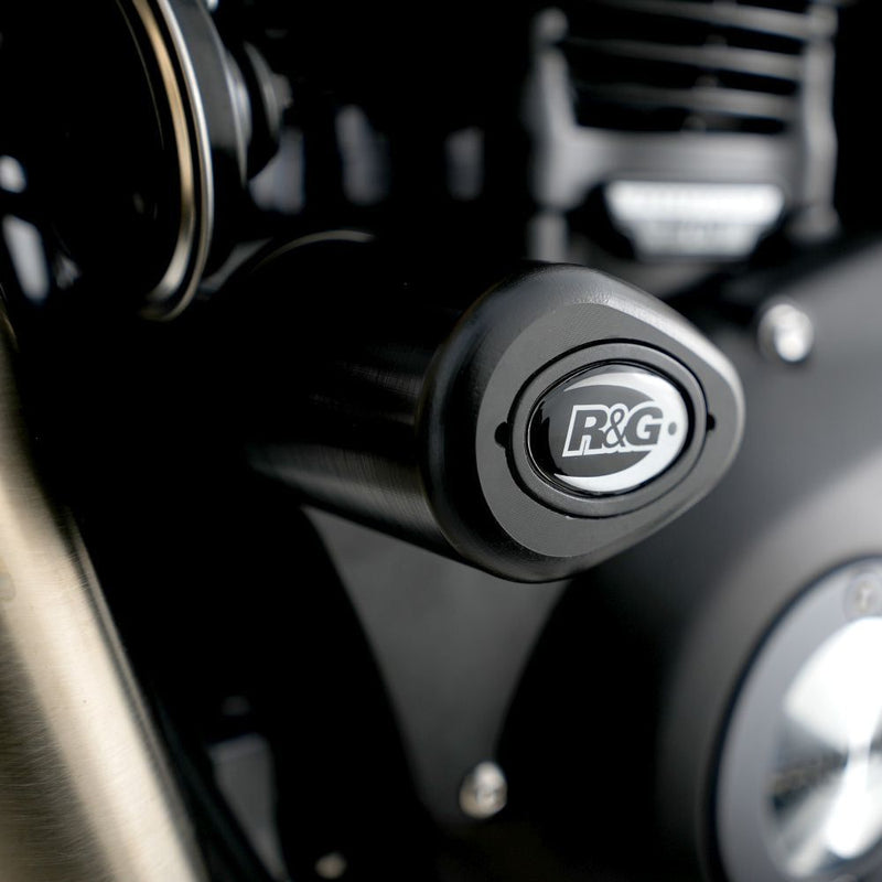 Load image into Gallery viewer, R&amp;G Racing Black Aero Style Crash Protection Bobbins For 2017-2024 Triumph Bonneville Bobber
