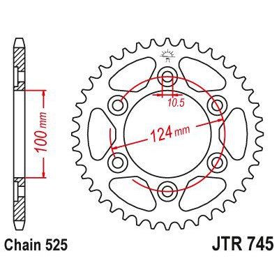 Load image into Gallery viewer, JT Sprockets Rear Steel Sprocket 42 Tooth 42T 525 Chain JTR745.42
