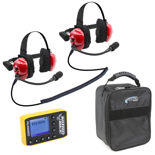 Rugged Radios BUNDLE - H80 Track Talk Linkable Intercom Headset with NITRO BEE XTREME UHF Race Receiver and Carry Bag H80-FAN