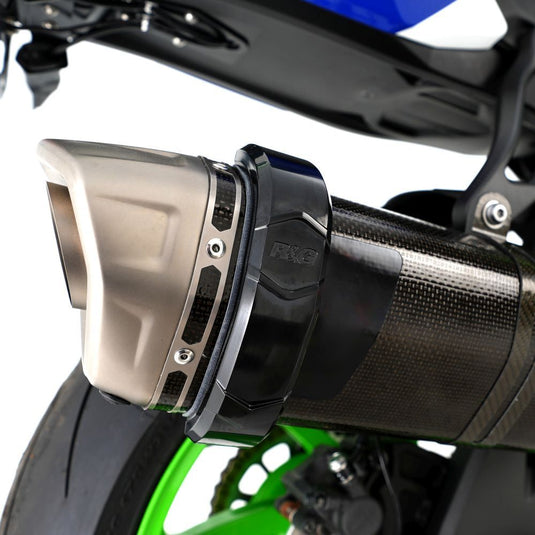 R&G Racing Black Hexagonal Akrapovic Style Exhaust Protector Can Cover For 2009-2014 Aprilia RSV4 Factory
