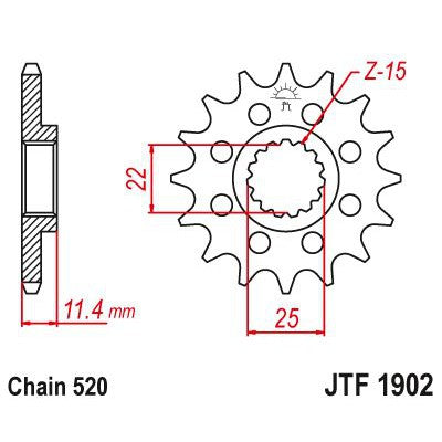 JT Sprockets Front Steel Countershaft Sprocket 14 Tooth 14T 520 Chain