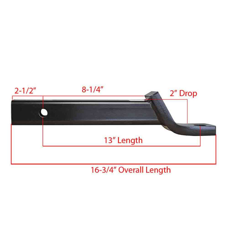Load image into Gallery viewer, Rigid Hitch (UB-213-B) Ball Mount for 2&quot; Receivers - 2&quot; Drop - 3/4&quot; Rise - 13&quot; Length - Made in USA
