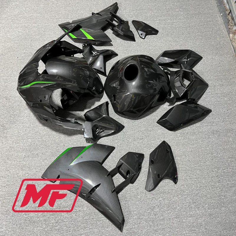 Load image into Gallery viewer, Monster Fairings Full Kit Kawasaki Ninja H2 15-23 Green Forged Carbon Style + Windshield + Gas Tank Cover
