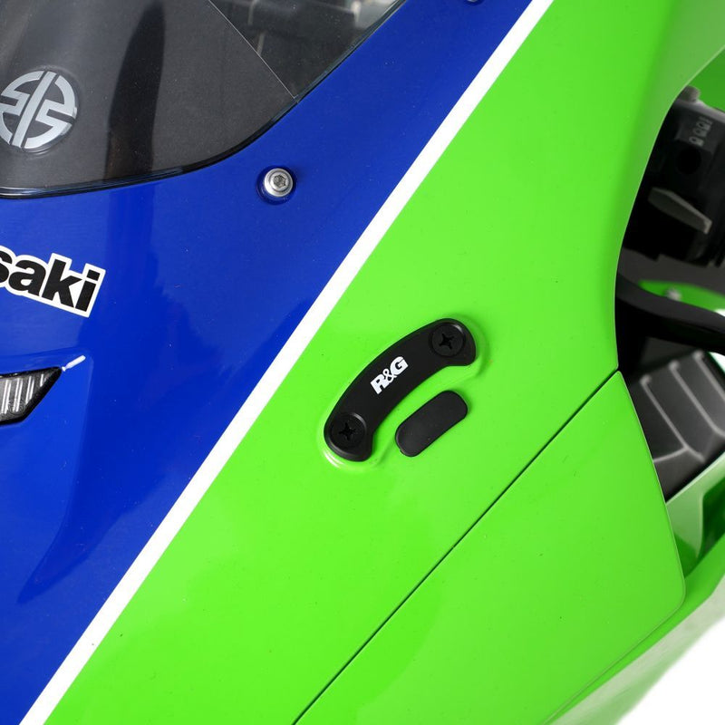Load image into Gallery viewer, R&amp;G Racing Black Mirror Delete Blanking Plates For 2016-2019 Kawasaki Ninja ZX10R ZX1000
