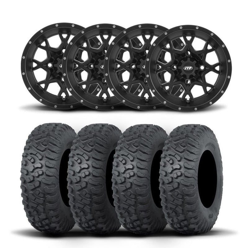 Load image into Gallery viewer, ITP Hurricane 15&quot; Matte Black Wheels And Terra Hook Tires [32x10-15]
