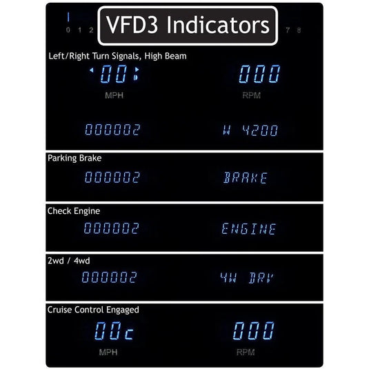 Dakota Digital 1969-1970 Chevrolet Impala/Caprice Series III Gauge Kit with Teal/Blue Display VFD3X-69C-IMP-Z