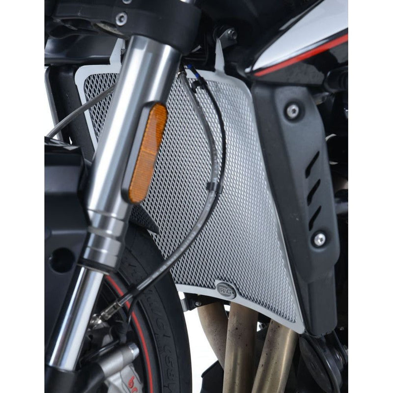 Load image into Gallery viewer, R&amp;G Racing Black Aluminum Radiator Guard For 2017-2018 Triumph Street Triple R ABS
