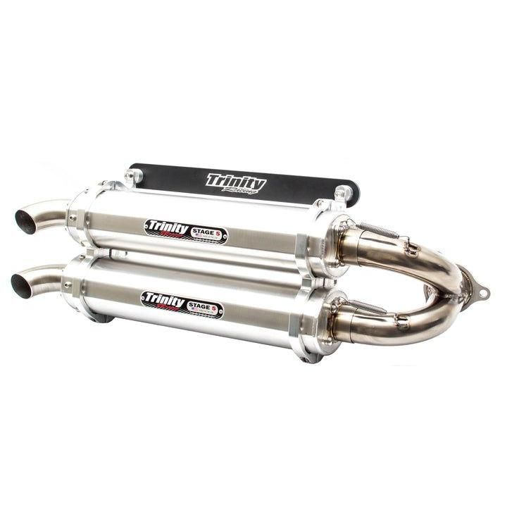Trinity Racing Stage 5 Dual Slip On Exhaust Brushed Muffler TR-4152S
