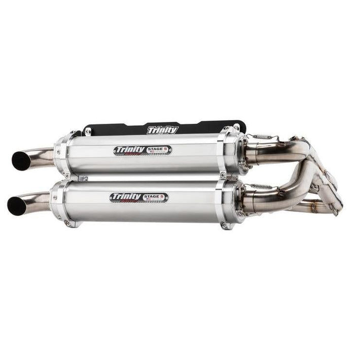 Trinity Racing Stage 5 Dual Full System Exhaust Brushed Muffler For Polaris RZR RS1 EPS 2018-2022